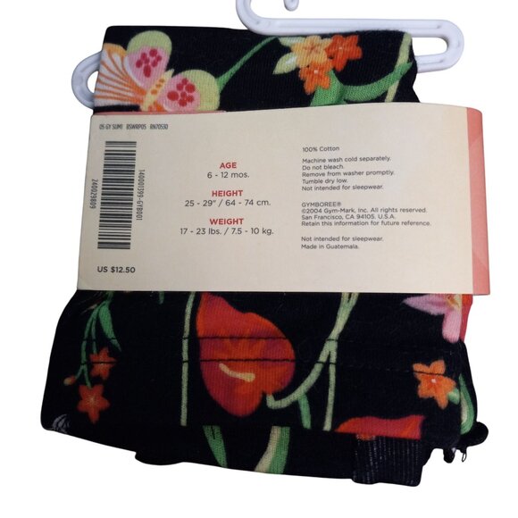 Gymboree Size 6-12 Mos Bike Shorts Girls Floral Black Tropical Paradise NEW - Picture 4 of 4